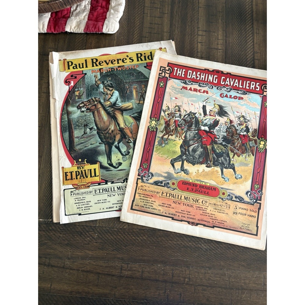 1905 Piano Music Paul Revere's Ride 1911 The Dashing Cavaliers  E.T. Paull